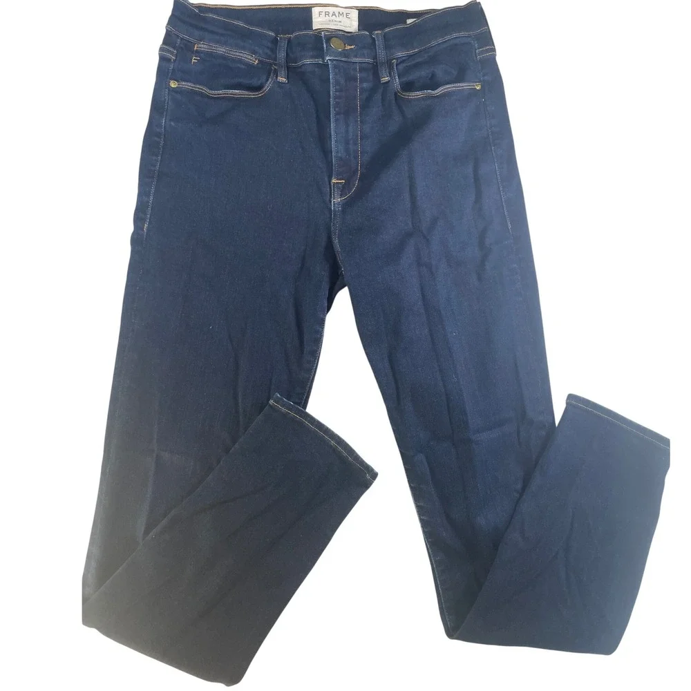 Frame Le High Skinny Jeans Womens Dark‎ Blue High Rise Denim 30